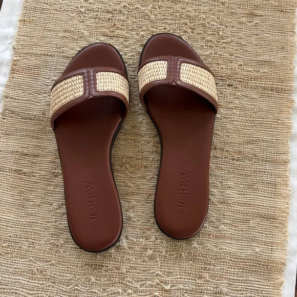 Jcrew Georgina Brown Raffia Slide Sandals - Women - Picture 3 of 6